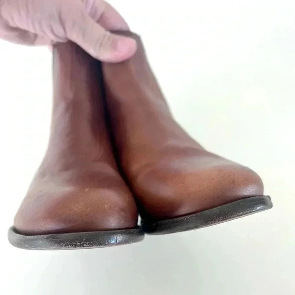 FRYE Carly Chelsea Bootie Cognac Double Zip Leather Ankle Boot Size 6B - Picture 6 of 11